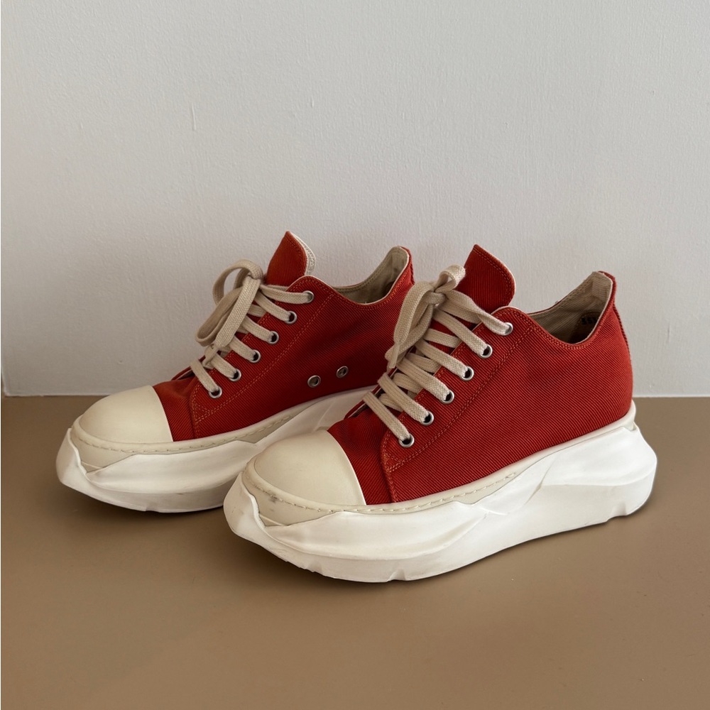 Rick Owen’s DRKSHDW orange canvas low tops